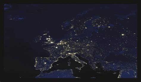 Large Detailed Satellite Image Of Europe At Night Europe Mapsland