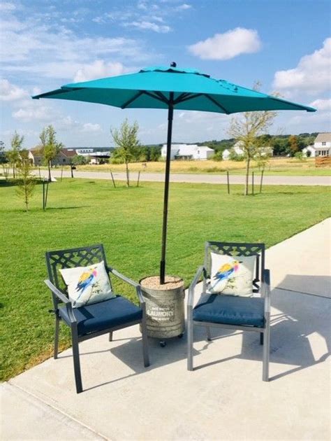 It also has a 4pc durable plastic base that needs to be filled with 220lbs of sand for optimal stability. DIY Rolling Umbrella Stand - Budgeting With Boys in 2020 | Outdoor umbrella stand, Offset patio ...