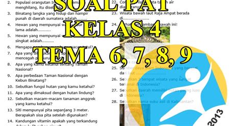 Rencana pelaksanaan pembelajaran dalam jaringan (rpp daring) kelas 1 tema 1 format satu lembar admin blog juraganberdesa akan berbagi seca. Soal PAT Kelas 4 Kurikulum 2013 Tema 6 7 8 9 Tahun 2020 ...