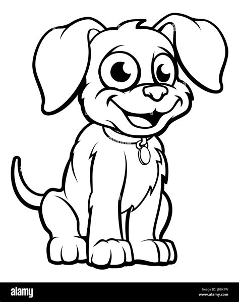 Cute Cartoon Dog Character Outline Coloring Illustration