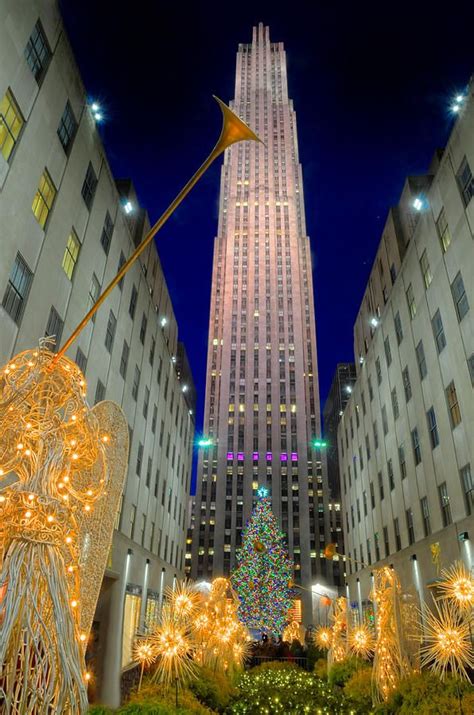 The Rockefeller Christmas Tree Is Lit Up In New York Citys Financial