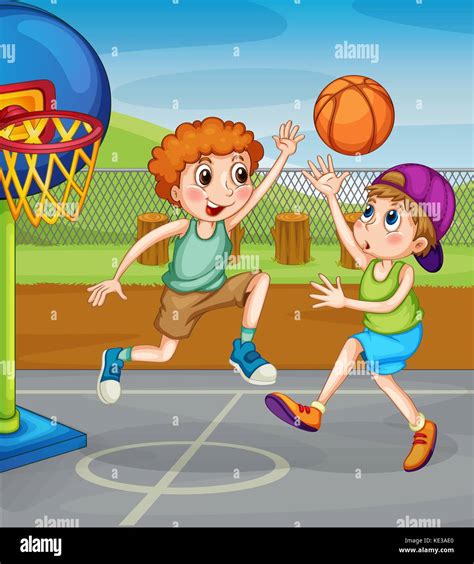 Children Playing Basketball Stock Vector Images Alamy