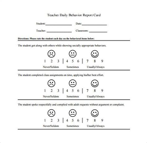 Daily Behavior Charts For Teachers