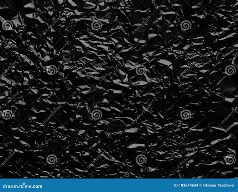 Wrinkled Black Foil Texture Background Stock Photo Image Of Dark