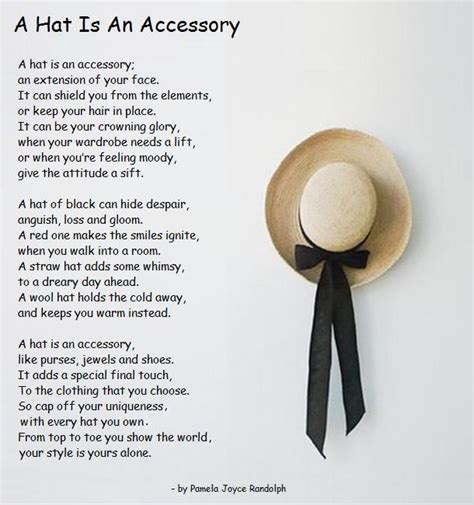 A Hat Is An Accessory An Original Poem By Pamela Joyce Randolph