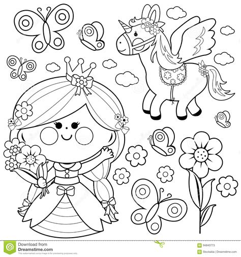 Princess and unicorn coloring pages. Princess Unicorn Castle Coloring Page