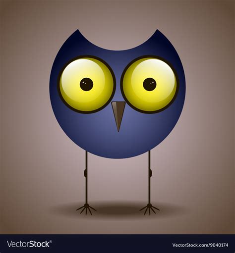 Funny Cute Bird Owl Big Eyes Looks Royalty Free Vector Image