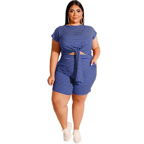 Plus Size Two Piece Sets Women Summer 2020 Casual Plus Size Outfits