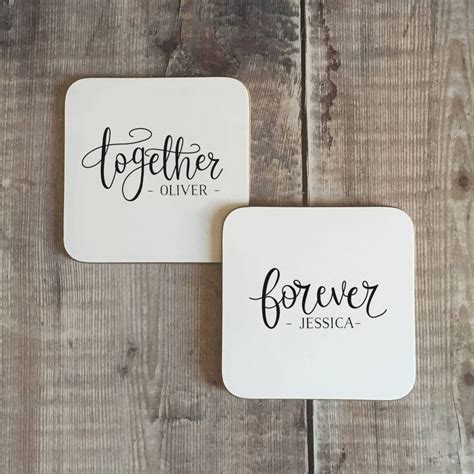 Personalised Together Forever Couples Coaster Set By Hope And