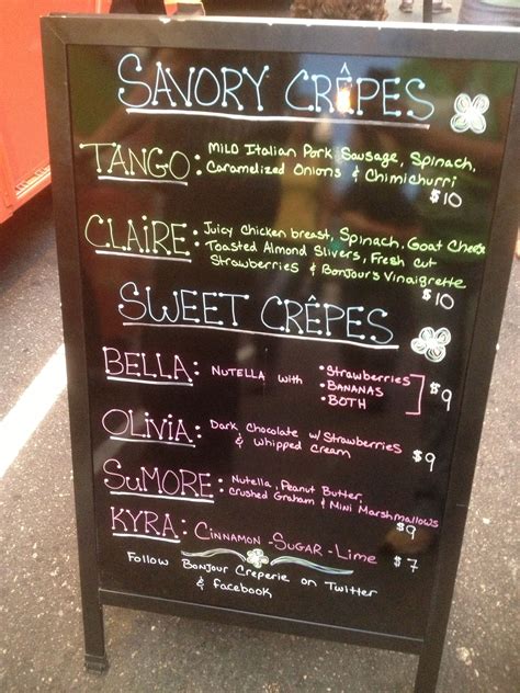 Get your hands and mouth on the menu: Menu Board - La Creperie Food Truck (With images) | Sweet ...