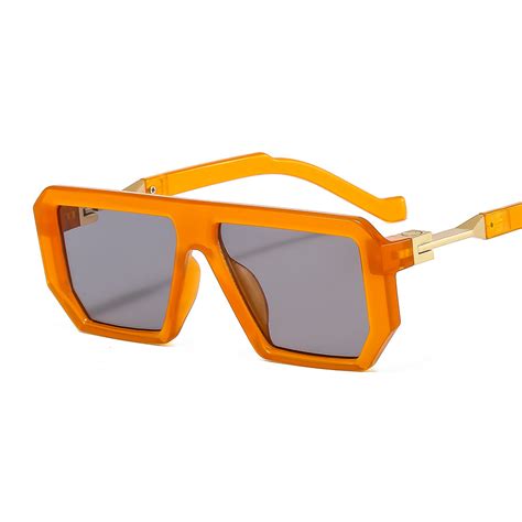 Wholesale Unisex Retro Polygon Frame Metal Chain Temple Sunglasses