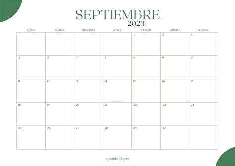 Calendario Septiembre 2023 Para Imprimir