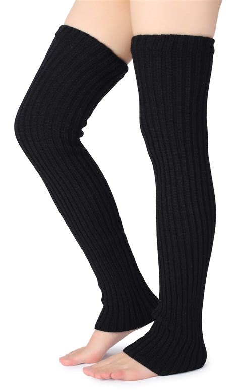 Pareberry Womens Winter Over Knee High Footless Socks Knit Warm Long