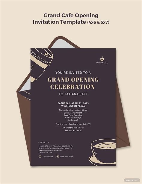 Grand Cafe Opening Invitation Template Illustrator Word Apple Pages