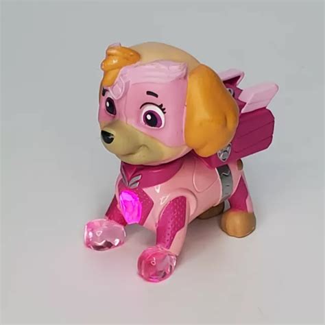 Paw Patrol Mighty Pups Light Up Badge And Feet Skye Figure Pink Works 13