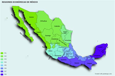 Economic Regions Of Mexico Mexico User Maps