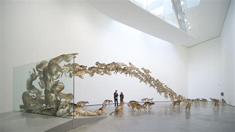 Cai Guo Qiangs Head On 99 Wolves Crash Into A Glass Wall