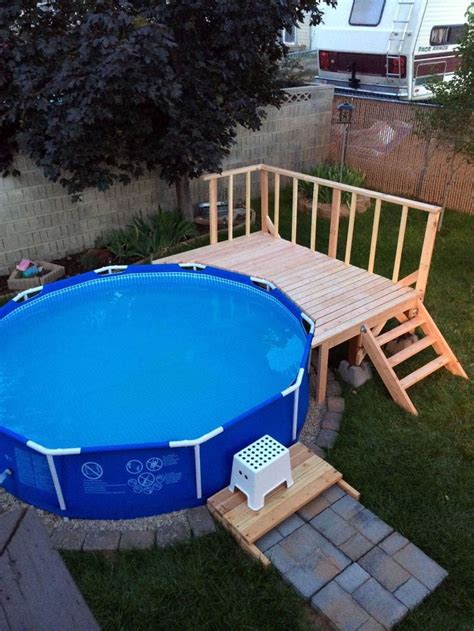 For an inground pool to work at this location, 9 trucks of fill dirt would have been required to level the sinking an aboveground pool in a wooden deck, or partially submerging an aboveground pool in the ground, changes the entire look and feel of an. 15 Best Above Ground Pool Ideas: You Would Love - Organize ...