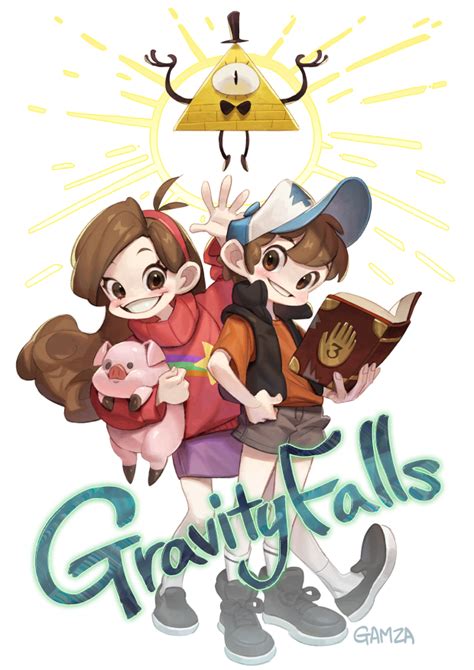 Mabel Pines Dipper Pines Bill Cipher And Waddles Gravity Falls Drawn By Gamza Danbooru