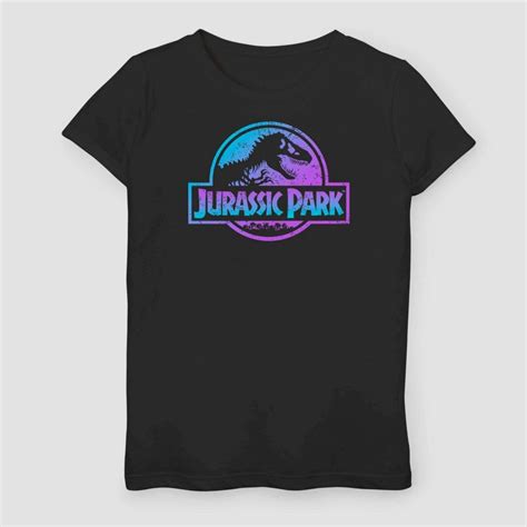 Girls Jurassic World Logo T Shirt Black Xs Jurassic Park Gradient Logo Jurassic