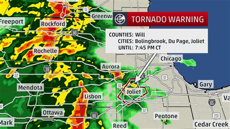 Tornado Warning For Will County In Illinois Just Southwest Of Chicago