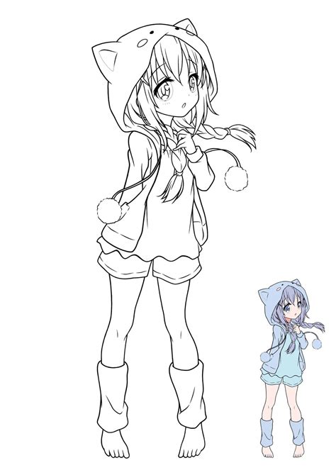 Anime Girl Kawaii Coloring Page Free Printable Sketch Coloring Page