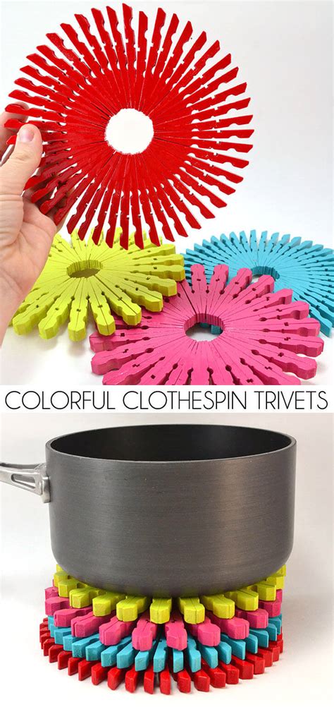 Colorful Clothespin Trivets Day Diy