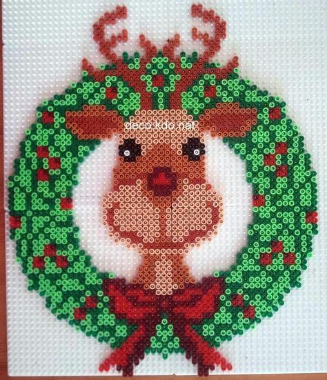 Christmas Reindeer Wreath Hama Perler Beads By Decokdonat Christmas