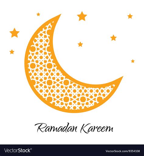 Ramadan Kareem Moon With Muslim Ornament Greeting Vector Image