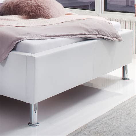 Ab price 539 99 designer bett mit bettkasten elsa samt stoff polsterbett lattenrost doppelbett stauraum holzfuss schwarz. Polsterbett Kunst-Lederbett Weiß Doppelbett Strasssteine ...