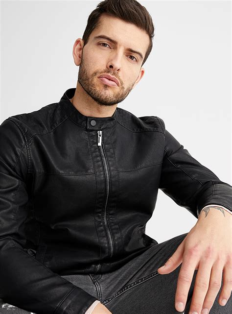 Faux Leather Biker Jacket Only And Sons Shop Mens Jackets And Vests
