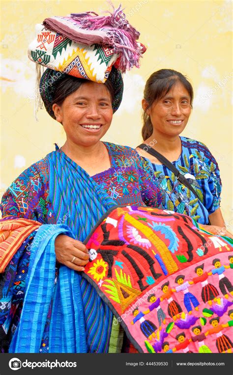 Mayan Indian Woman Wearing Traditional Huipil Sells Weavings City