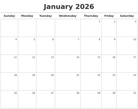 January 2026 Calendar Maker