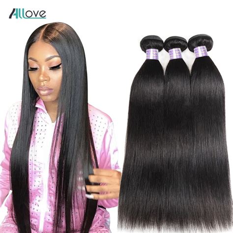 With a little practice, you can pile on top of your head and be out the door with this amazing look in under 15 minutes. Allove Straight Hair Bundles Brazilian Hair Weave Bundles ...