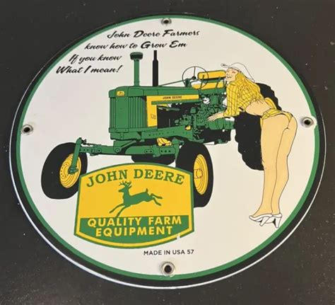 John Deere Quality Farm Equipment Gas And Oil Vintage Porcelain Sign