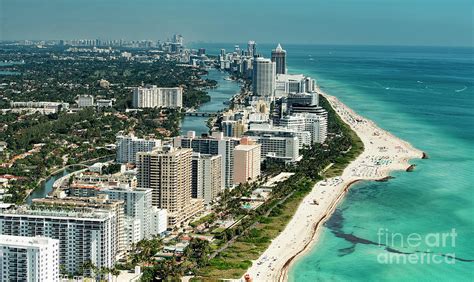 Miami Beach Skyline Aerial Photograph By David Oppenheimer