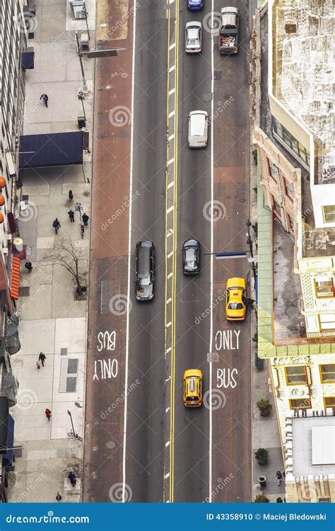 Aerial View Of Street In New York City Usa Stock Photo Image Of