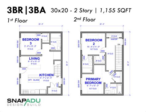 Two Story Adu Floor Plan With 3 Bedrooms Adu Rental Floorplan