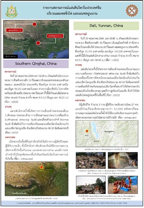 แผ่นดินไหวเขย่าจีนวันที่ 22 พฤษภาคม เกิดแผ่นดินไหวรุนแรงขนาด 7.3 ที่มณฑล. จีนแผ่นดินไหว "ยูนนาน - ชิงไห่" ตาย 3 คน เจ็บ 27 คน