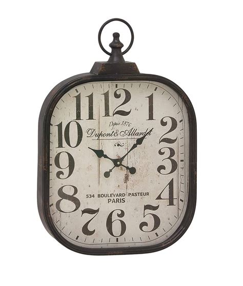 Deco 79 Metal Distressed Pocket Watch Style Wall Clock With Ring Finial