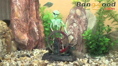Skeleton On The Wheel Action Air Aquarium Decoration Ornament Youtube