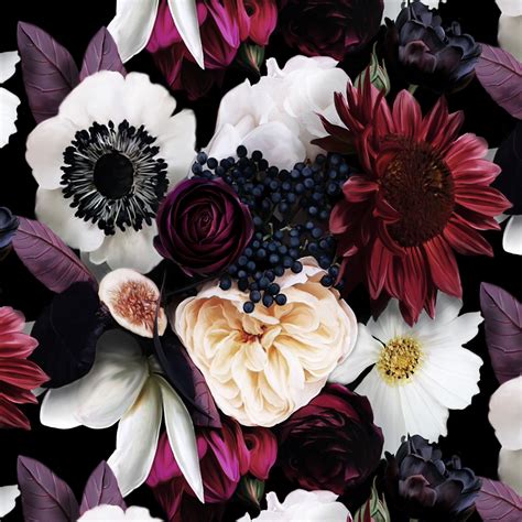 Pixlith Dark Moody Floral Wallpaper