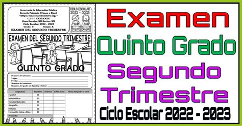 Examen Del Quinto Grado De Primaria Del Segundo Trimestre Del Ciclo