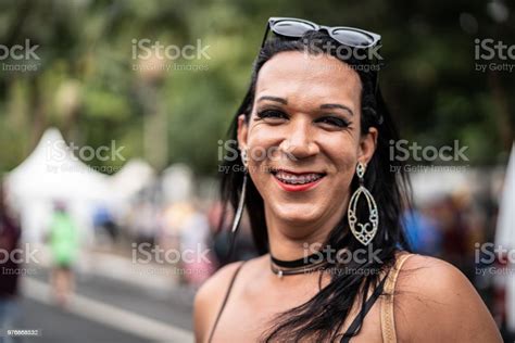 Cross Dressing Man Wearing The Clothing Of Woman Gender Figures Stock