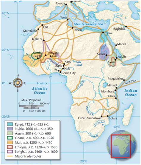 African Kingdoms And Trading States 1000 Bc Ad 1600 Maps Of