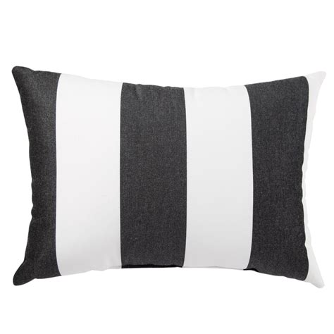 18 White And Black Striped Outdoor Patio Rectangular Throw Pillow