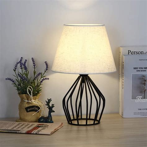 vine foot and lampshade in beige fabric Retro bedside lamp Lighting