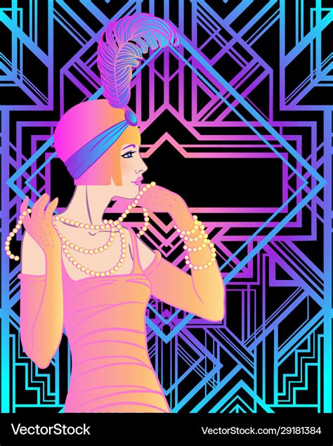 Flapper Girl Art Deco 1920s Style Vintage Vector Image