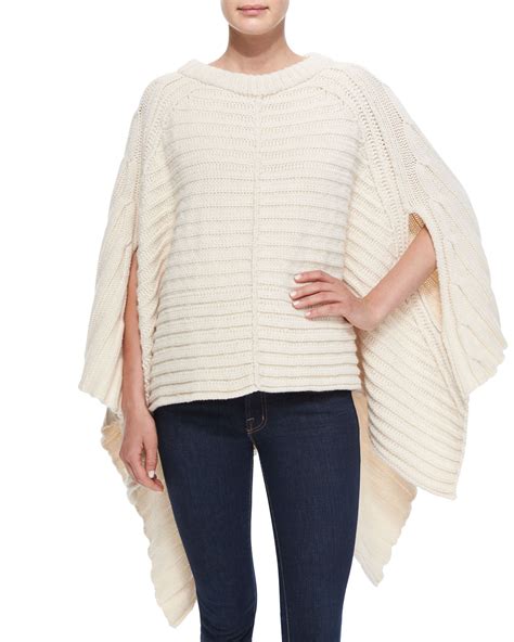 Nude Ribbed Poncho