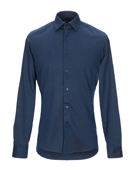 Emanuel Ungaro Cotton Shirt In Dark Blue Blue For Men Lyst